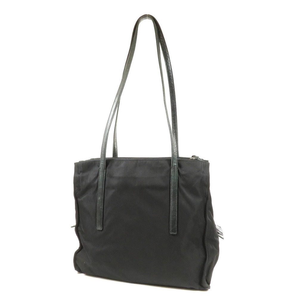 Prada Black bag plaque metal Tessuto tote triangle logo enameled Black